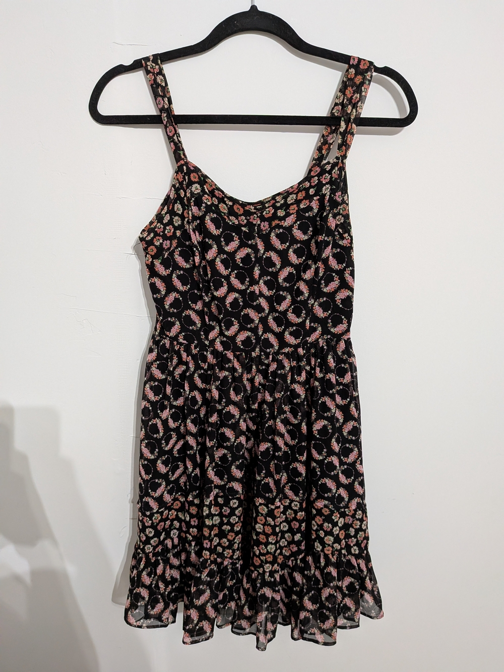 LC Lauren Conrad Black Mini Dress with Pink Floral Pattern